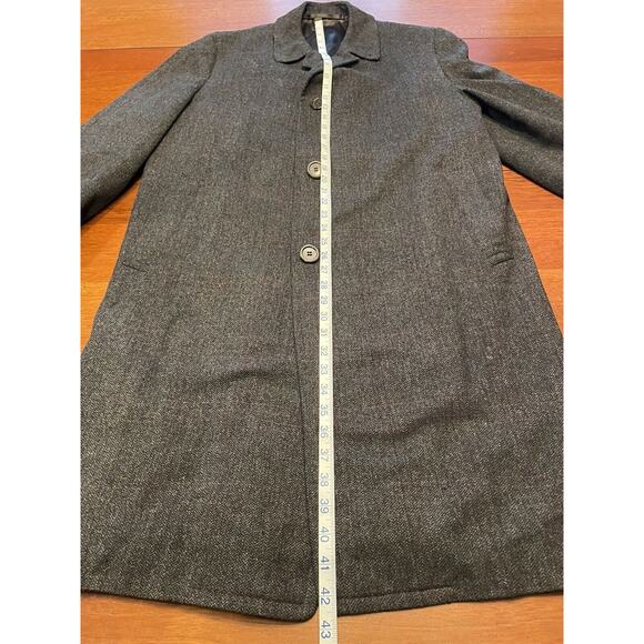 Vintage Hickey Freeman Asheville Wool Over Coat Car Trench Gray Windowpane - Picture 7 of 14